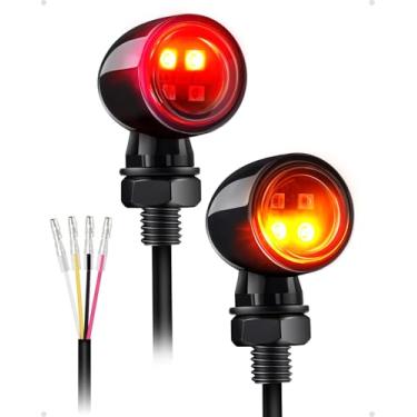 Imagem de Mini pisca-pisca de LED para motocicleta, 4 LEDs, vermelho âmbar, luzes de seta universais, adequadas para Honda, Yamaha, Suzuki, Kawasaki, Harley Chopper Bobber