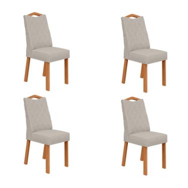Imagem de Conjunto com 4 Cadeiras Vênus Linho Cinza e Amêndoa