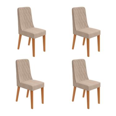 Imagem de Conjunto com 4 Cadeiras Luar Linho Bege e Amêndoa