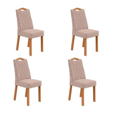 Imagem de Conjunto com 4 Cadeiras Vênus Veludo Creme e Amêndoa