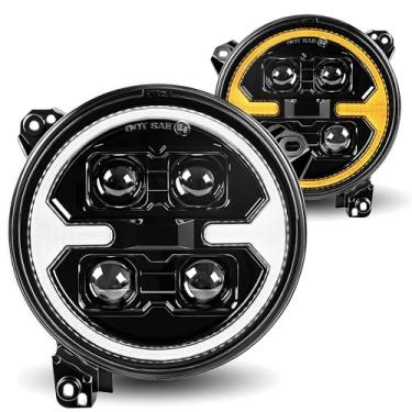 Imagem de Auto Buero Faróis de LED 1000% brilhantes de 22 cm para Jeep Wrangler JL/JLU Unlimited 2018-2025, Gladiator JT 2019-2025, faróis dianteiros redondos pretos aprovados pelo DOT com DRL e seta