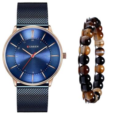 Imagem de Relógio Curren Masculino Ultra Fino Luxo + Pulseira Bolinhas-Masculino