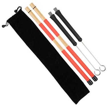 Imagem de aqxreight Conjunto de Escova de Baqueta Jazz Fio de Metal Retrátil 19 Haste de Feixe + Bolsa de Pelúcia Acessórios de Percussão e Ajustável é Uma Escova Fácil e o Corpo da Alça de Metal Tem Tambor