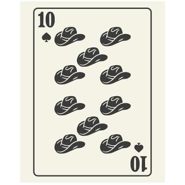 Imagem de Shuffle Club Co Arte de parede ocidental de chapéus de caubói – Pôster sem moldura 20 x 25 cm – Impressão vintage inspirada em cartas de baralho com um toque rústico do campo – Decoração de fazenda