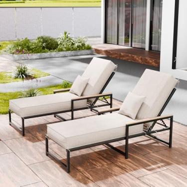 Imagem de Almofadas de espreguiçadeira para ambientes externos, 182 x 53 x 15 cm, à prova d'água e resistente ao desbotamento, almofadas para cadeiras de pátio com capa removível, almofada para espreguiçadeira