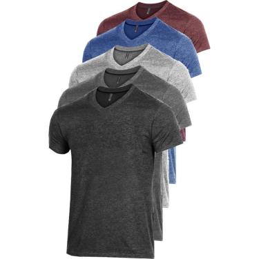 Imagem de Kit 05 Camisetas Masculina Camisa Gola V Slim Fit Lisa Basic - 1 De cada - Lisa - GG-Masculino