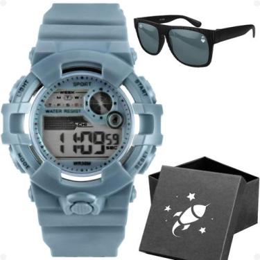 Imagem de relogio menino digital criança + caixa + oculos sol cronometro qualida
