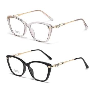 Imagem de Kit 2 Armação de Óculos Feminino Sem Grau Armação Óculos Estiloso e Confortável Elegante