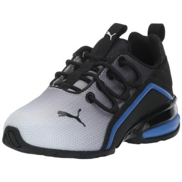 Imagem de PUMA Tênis infantil unissex Axelion com fecho alternativo, Puma Branco-Puma Preto-victoria Blue, 1.5 Little Kid