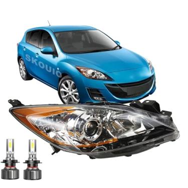 Imagem de Faróis de substituição para Mazda 3 2010-2013, lente transparente do lado direito do passageiro, farol dianteiro para Mazda 3 2010 2011 2012 2013
