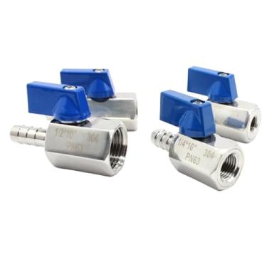 Imagem de Mini válvula esférica azul fêmea SS304 1/8-1/4-3/8-1/2-3/4 para 7mm-8mm-10mm-12mm-14mm-16mm-18-20mm Pagoda adaptador válvula de esfera bidirecional BSP (1I2inchX14mm 133g)
