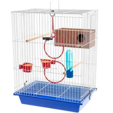 Imagem de Gaiola Com Brindes e Acessórios Para Periquito (Azul)