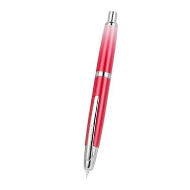 Imagem de Clouism Caneta-tinteiro retrátil EF F Metal Matte Black Press Caneta de tinta para escrita com conversor de papelaria material de escritório escolar (vermelho, EF)