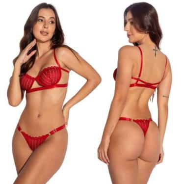 Imagem de Lingerie Sexy Conjunto Lingerie Push-up Sensual Renda - Mi Amore, Sort