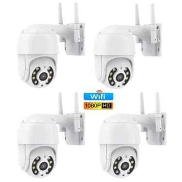 Imagem de Kit 4 Câmeras Full HD 2mp Ip Rotativa Dome Gira 320º Prova D'água Exte