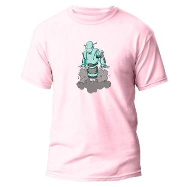 Imagem de Camiseta Basica Algodão Premium Estampada Robô Fumaça - Pavesi, Rosa, 