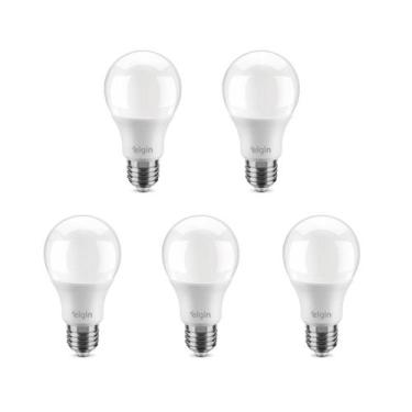 Imagem de Lâmpada Led Bulbo 9W Elgin 6500k Bivolt kit 5 lâmpadas