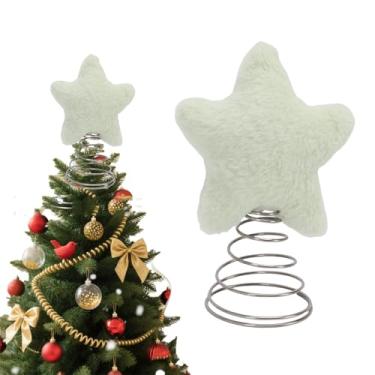 Imagem de Asixxsix Topper de árvore de Natal, Topper de árvore de Estrela de Natal de Pelúcia, Enfeite de de de Estrela de Copa para Festa de, Decoração de Casa de Férias, 6,5 X (Verde)