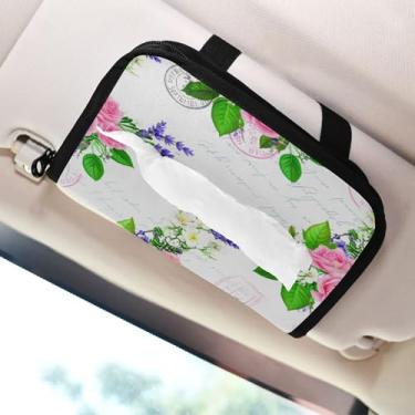 Imagem de SEHANY Porta-lenços de papel de carro lavanda roxa, caixa de lenços para carro, viseira solar, porta-guardanapos retangular, dispensador de máscara de carro, caixa de lenços de papel para automóvel