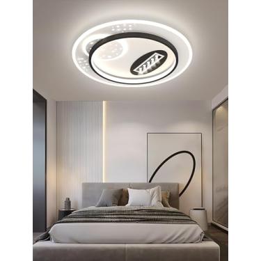 Imagem de Luminária de teto LED moderna para sala de estar com controle remoto, dimerizável (3000K-6000K), econômica, semi-embutida, ideal para quarto, sala de estar, escritório e sala de estudos (Est