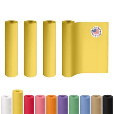 Imagem de Rolo de papel kraft amarelo de 61 x 3048 cm, pacote com 4 – Papel artesanal de qualidade feito nos EUA para embrulho de presente, artes e artesanato infantil, projetos escolares - 100% reciclado