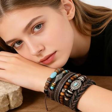 Imagem de Pulseiras femininas empilháveis ocidentais douradas turquesa joias boho outono moda concerto country roupa amizade presentes de Natal, Medium, Latão, Sem Pedra Preciosa