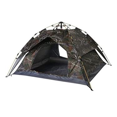 Imagem de AkosOL Tendas para acampamento, praia, barraca de campismo, camuflagem, camada dupla, anti-UV, ventilação circulante à prova de chuva para 3 a 4 pessoas, barraca ao ar livre, barracas familiares para