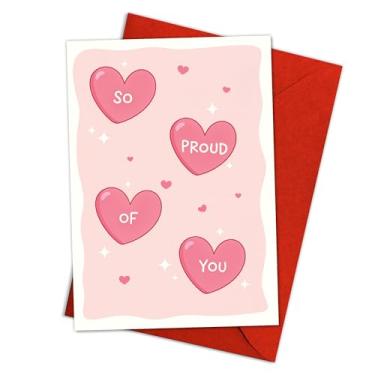 Imagem de Podagree Cartão So Proud of You, cartões de felicitações coração rosa, cartão de incentivo para ela, promoção de graduação, novos cartões de emprego, 20 x 13 cm com envelope