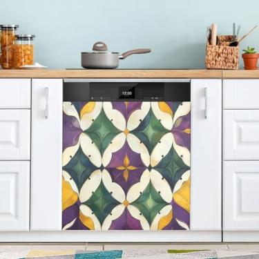 Imagem de ATTX Capa magnética para lava-louças Mardi Gras | Adesivo decorativo de eletrodomésticos de 58 x 66 cm para armários domésticos e eletrodomésticos (120)