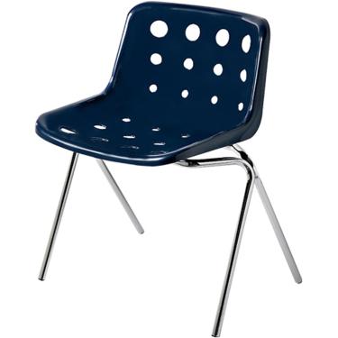 Imagem de Cadeira De Jantar De Meados Do Século, Cadeira De Acento Estofada Em Plástico Fazenda Com Encosto Curvo Cadeira De Cozinha Com Estrutura De Metal Cromado, Uso Interno-externo, Yellow