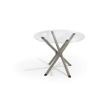 Imagem de Mesa Volga Níquel Com Tampo de Vidro Incolor 95cm