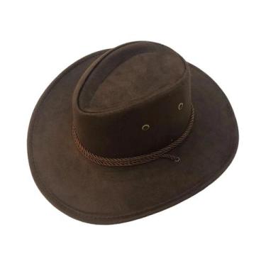 Imagem de Chapéu De Cowboy Vintage Ajustável Com Cordão Estilo Clássico Ocidenta