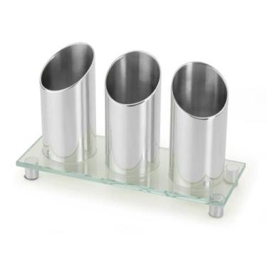 Imagem de Suporte Porta Talheres de Mesa 3 Divisões Vidro Buffet Restaurante Ser