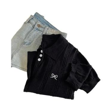 Imagem de Camisa Polo Slim Feminina De Verão Moda Coreana Camiseta De Manga Curt