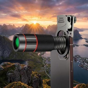 Imagem de Lente teleobjetiva HD 32X para celular, lente teleobjetiva de foco longo com clipe, acessório de lente para a maioria dos smartphones