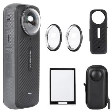 Imagem de PellKing Kit de acessórios de proteção de câmera para Insta360 X4, pacote Insta 360 X4 inclui protetor de lente/capa protetora de silicone/protetores de tela/capa de câmera
