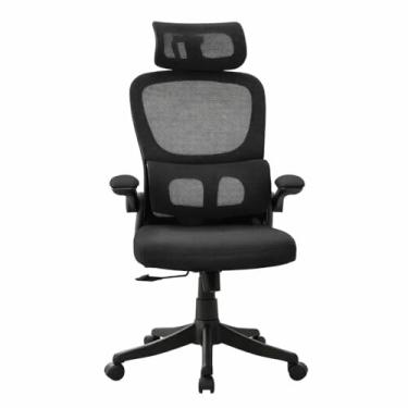 Imagem de Cadeira Ergonômica de Escritório Preta com Apoio de Cabeça, Encosto Ajustável e Suporte Lombar – Conforto (Preta)