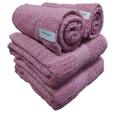 Imagem de Kit 4 Toalhas Buddemeyer Fio Penteado Canelado Rosa Blush  2 banho e 2