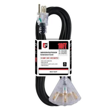Imagem de Cabo de extensão EP de 10 pés com 3 saídas 12/3 SJTW 15A 125V UL