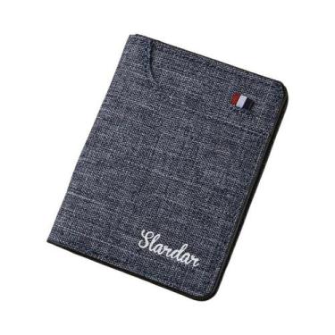 Imagem de Carteira Masculina Pequena Vertical De Lona Fina Mini Compacta Moderna