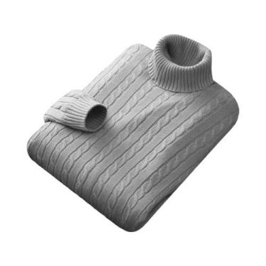 Imagem de Suéter Masculino De Tricô Gola Alta Liso Casual Elástico Outono Invern