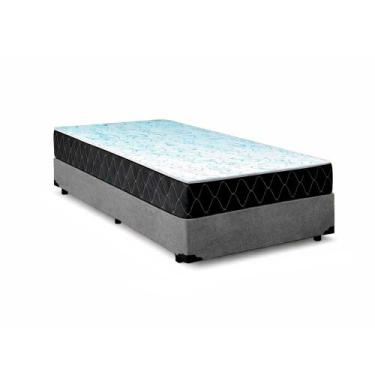 Imagem de Cama Box Solteiro 88 Suede Cinza Com Colchão Espuma D33 Marrocos 30cm 