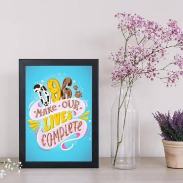 Imagem de Quadro Decorativo Dog Makes Our Lives Complete Moldura Preta