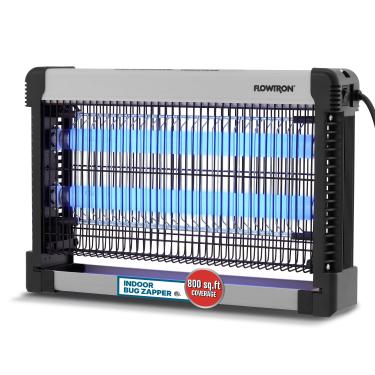 Imagem de Flowtron Mata-insetos internos: exterminador de insetos elétrico de 3000 V e armadilha de mosquitos - Cobertura de 800 pés quadrados - Removedor de moscas com luz UV dupla de 20 W para cozinha, quarto