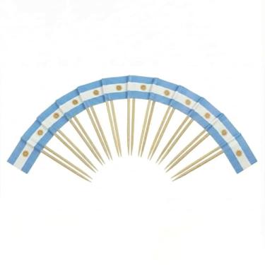 Imagem de 120 palitos de coquetel com bandeira da Argentina - palitos de bambu de 6,5 cm (2,5 pol) com mini bandeiras - palhetas resistentes para decoração de alimentos e bebidas para festas, bares, catering e