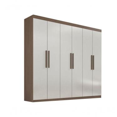 Imagem de Guarda Roupa Casal 6 Portas Leblon Com Pés D' Doro Castanho/off White