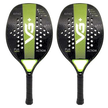 Imagem de Kit Com 2 Raquetes De Beach Tennis Classic Full Carbon Verde Vg Plus