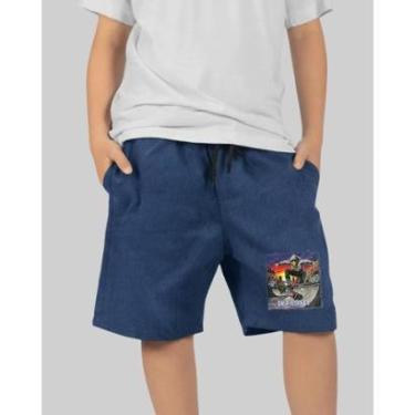 Imagem de Bermuda DR7 Street Tactel Infantil Skatista - Azul-Unissex