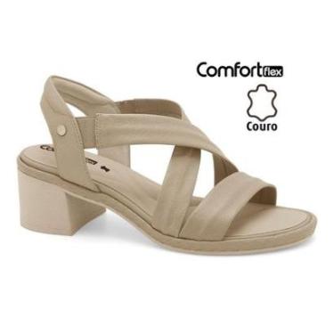 Imagem de Sandália Comfortflex feminina Salto Bloco Médio Tiras cruzadas Conforto-Feminino