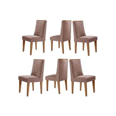 Imagem de Kit 6 Cadeiras de Cozinha Dafne 6 Un Madeira Capuccino/Linho Capuccino